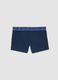 Blue midi boxer briefs in stretch organic cotton for boys_1
