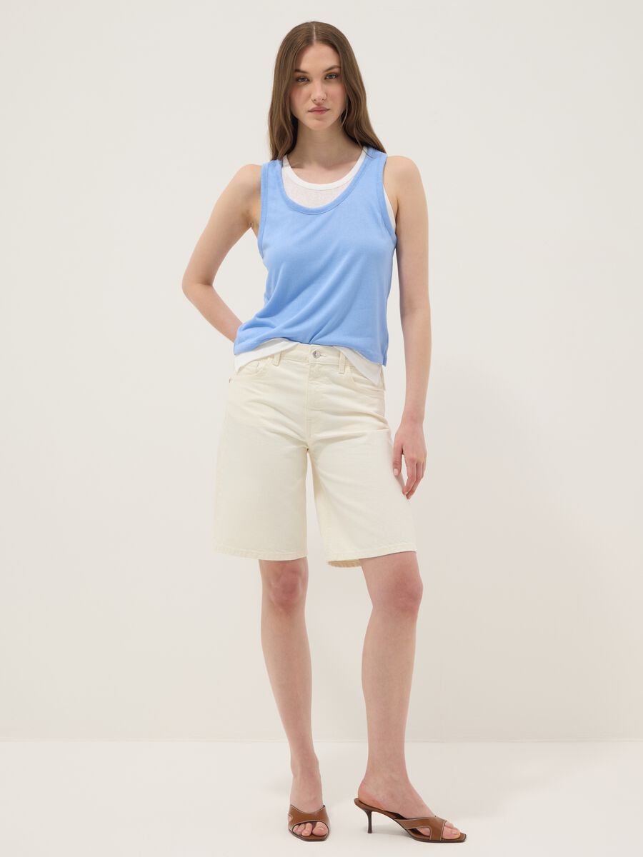 Light blue viscose-blend regular-fit tank top_2
