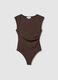 Brown stretch fabric bodysuit regular fit_4