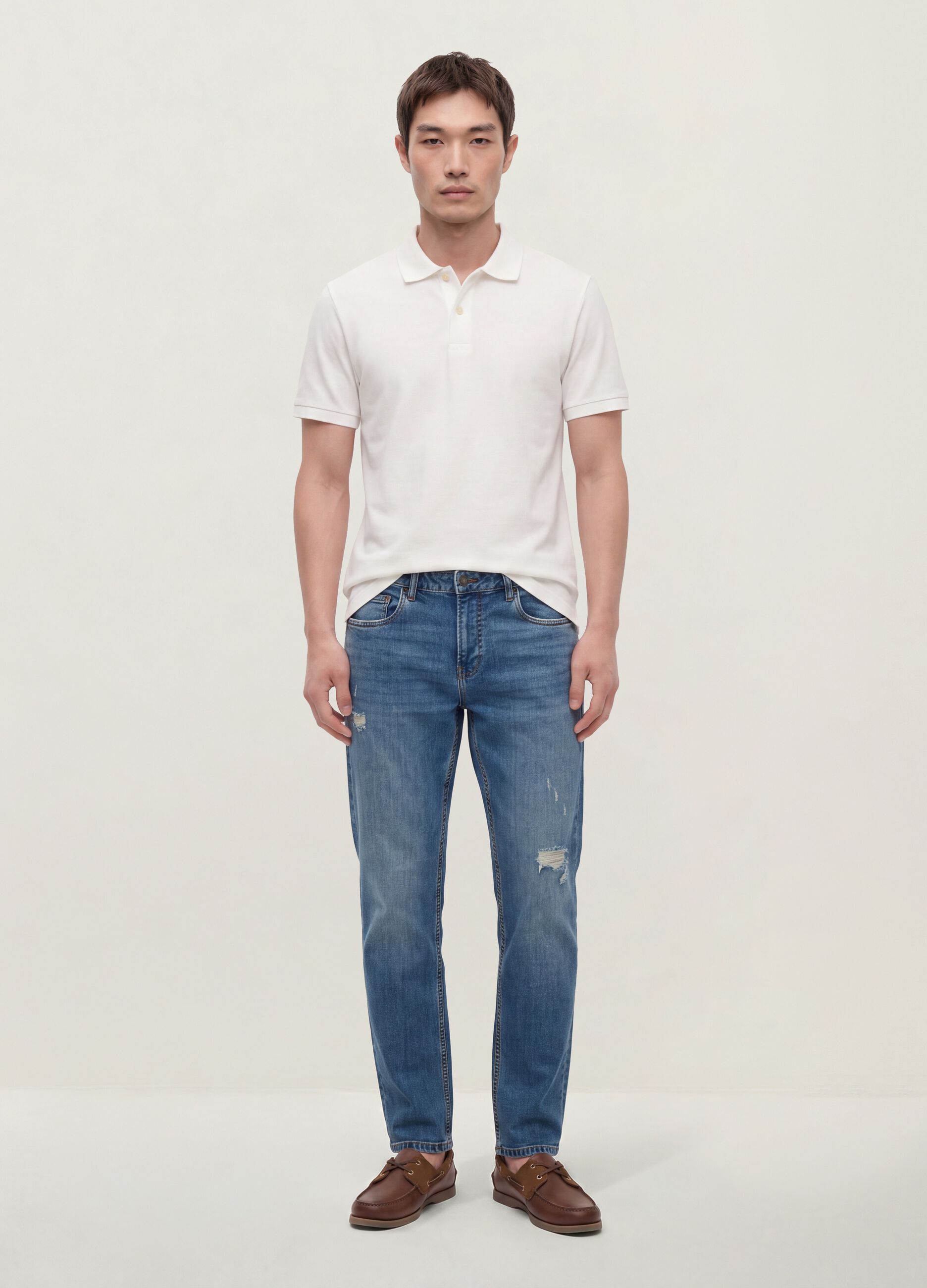 Blue denim stretch cotton jeans, regular fit