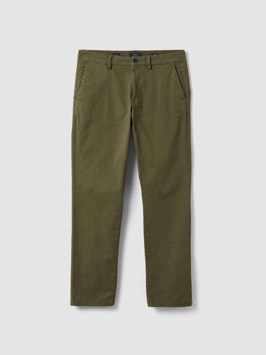 Pantaloni chino verdi in cotone elasticizzato slim fit_4