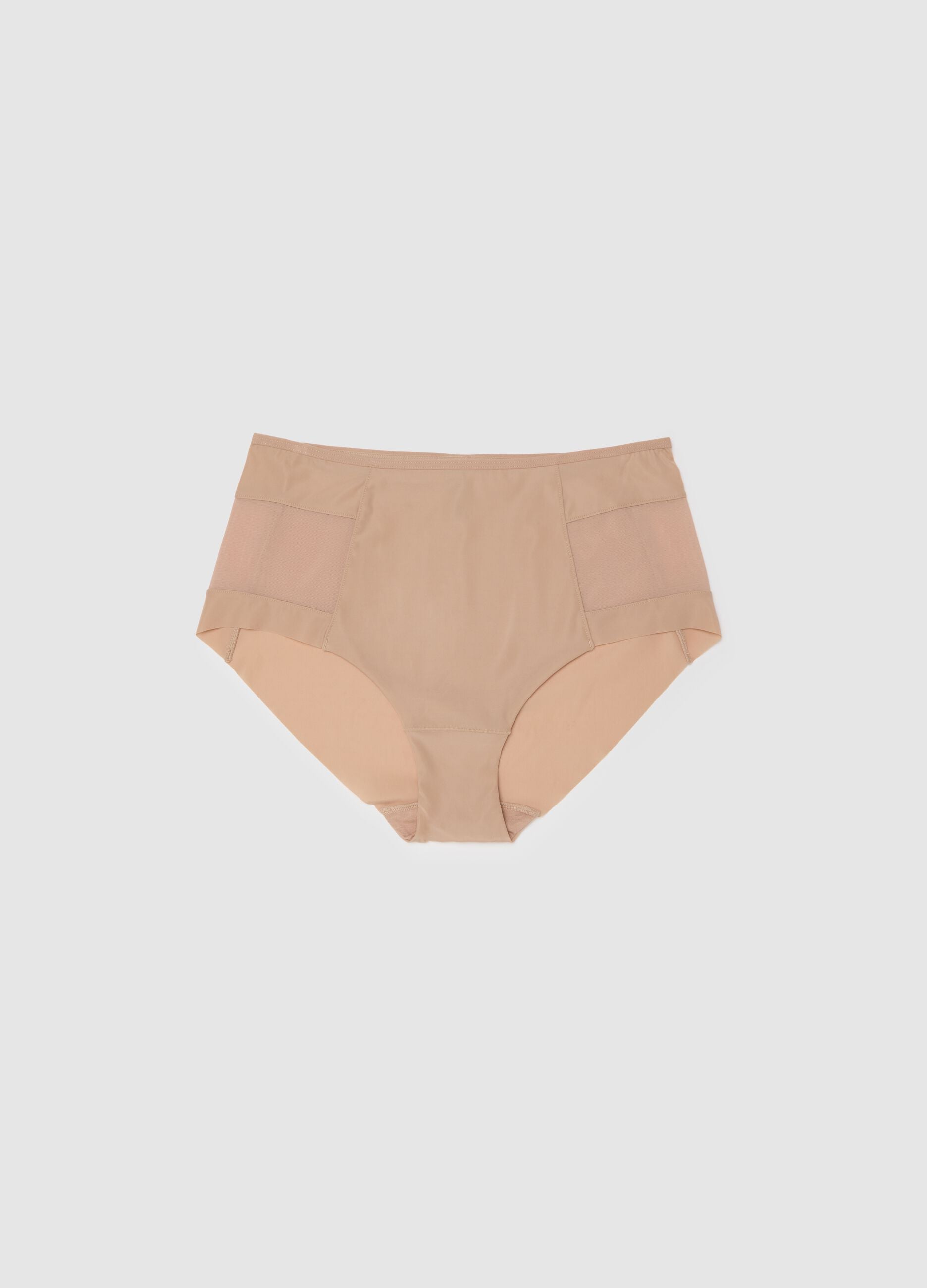 High-waisted briefs in beige stretch blend