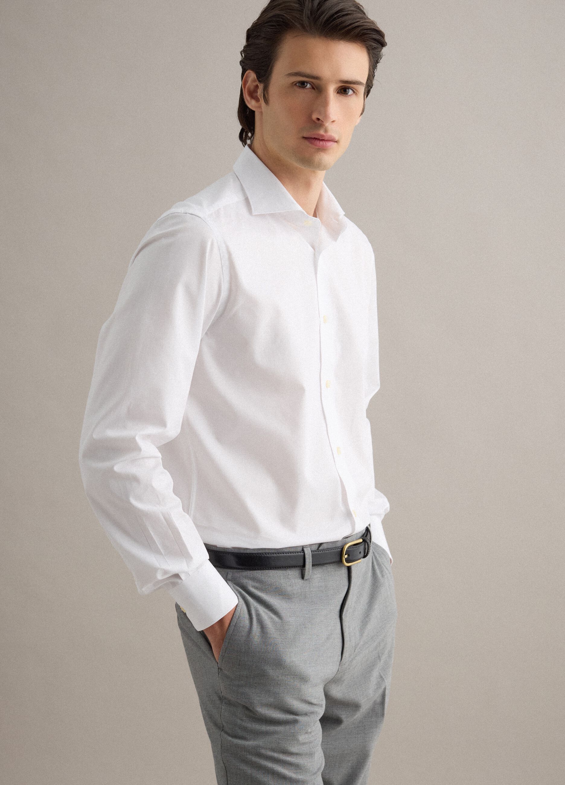 Slim fit white pure cotton shirt