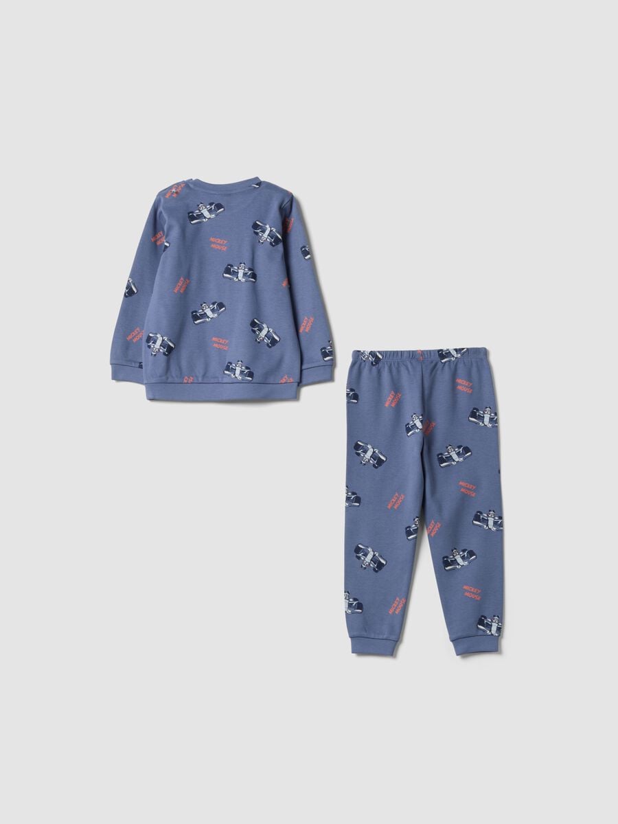 Blue organic cotton pyjamas with Mickey Mouse print_1