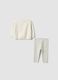 White organic cotton knit and trouser set for newborns_1