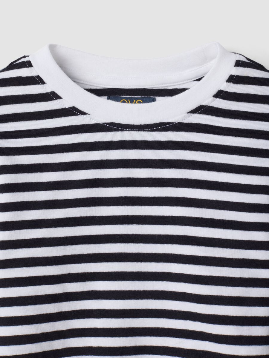 Black striped organic stretch cotton crew-neck T-shirt_4