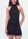 Black stretch dress with high neck and ruffle hem_3
