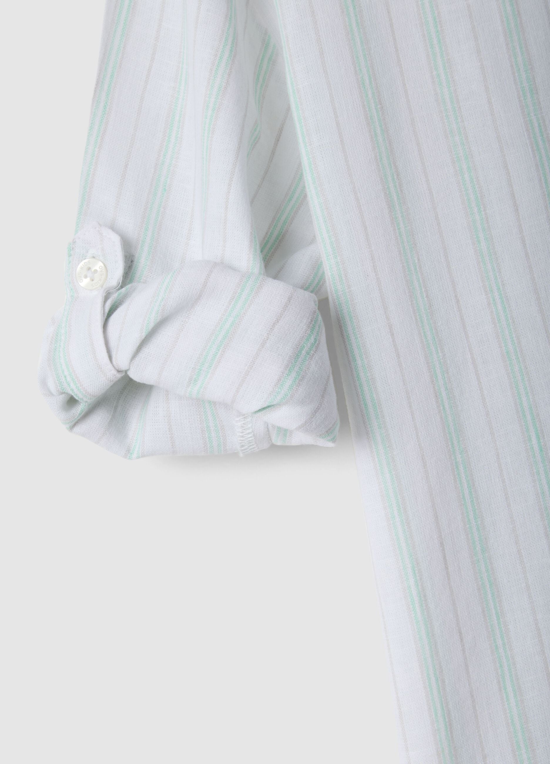 Children's regular fit multicoloured striped linen blend shirt
