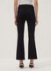 Black flared stretch viscose leggings_3