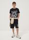 Black pure cotton bermuda shorts with elasticated waist_0