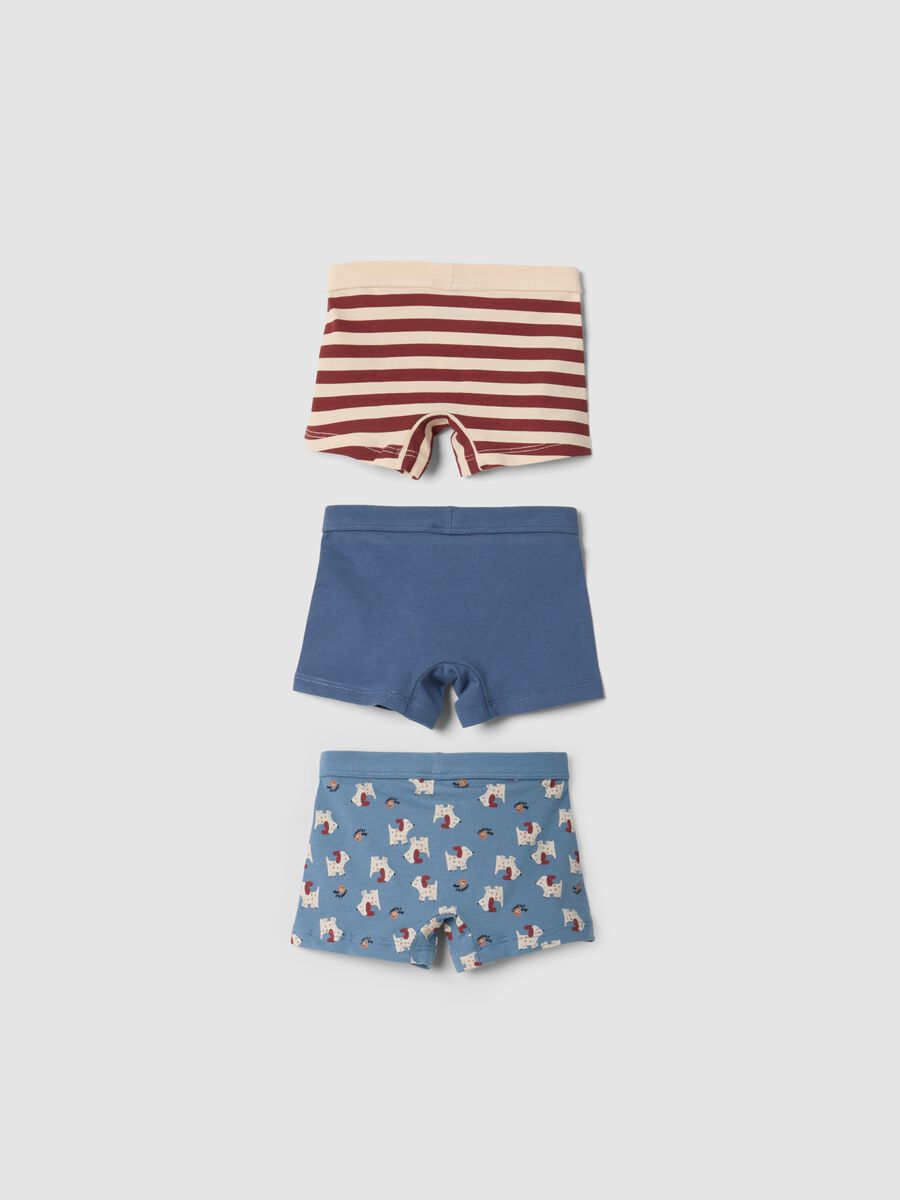 Multicolour organic stretch cotton boxer shorts 3-pack for baby boys_1