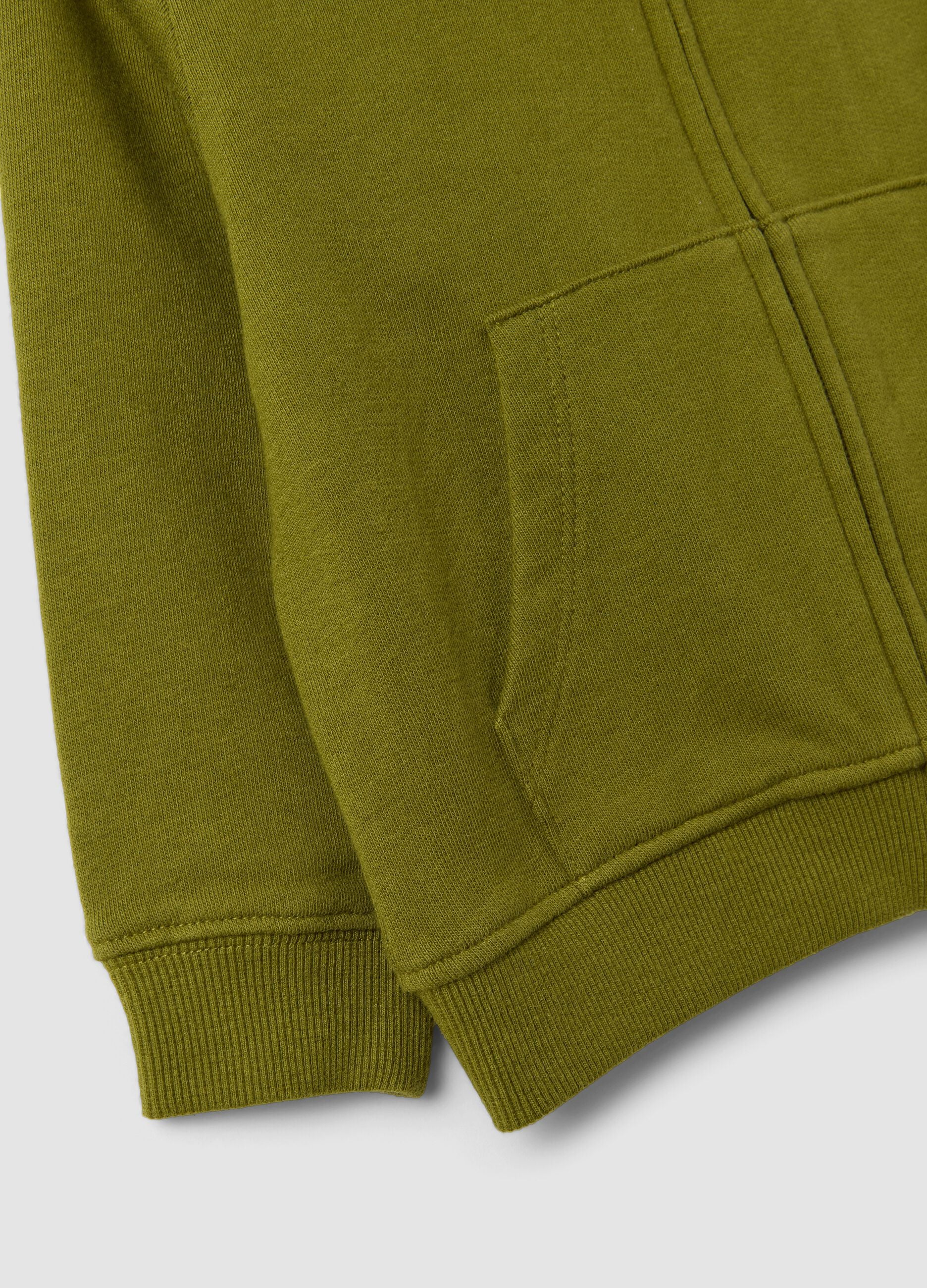 Green organic cotton hooded sweatshirt, regular fit, for boys