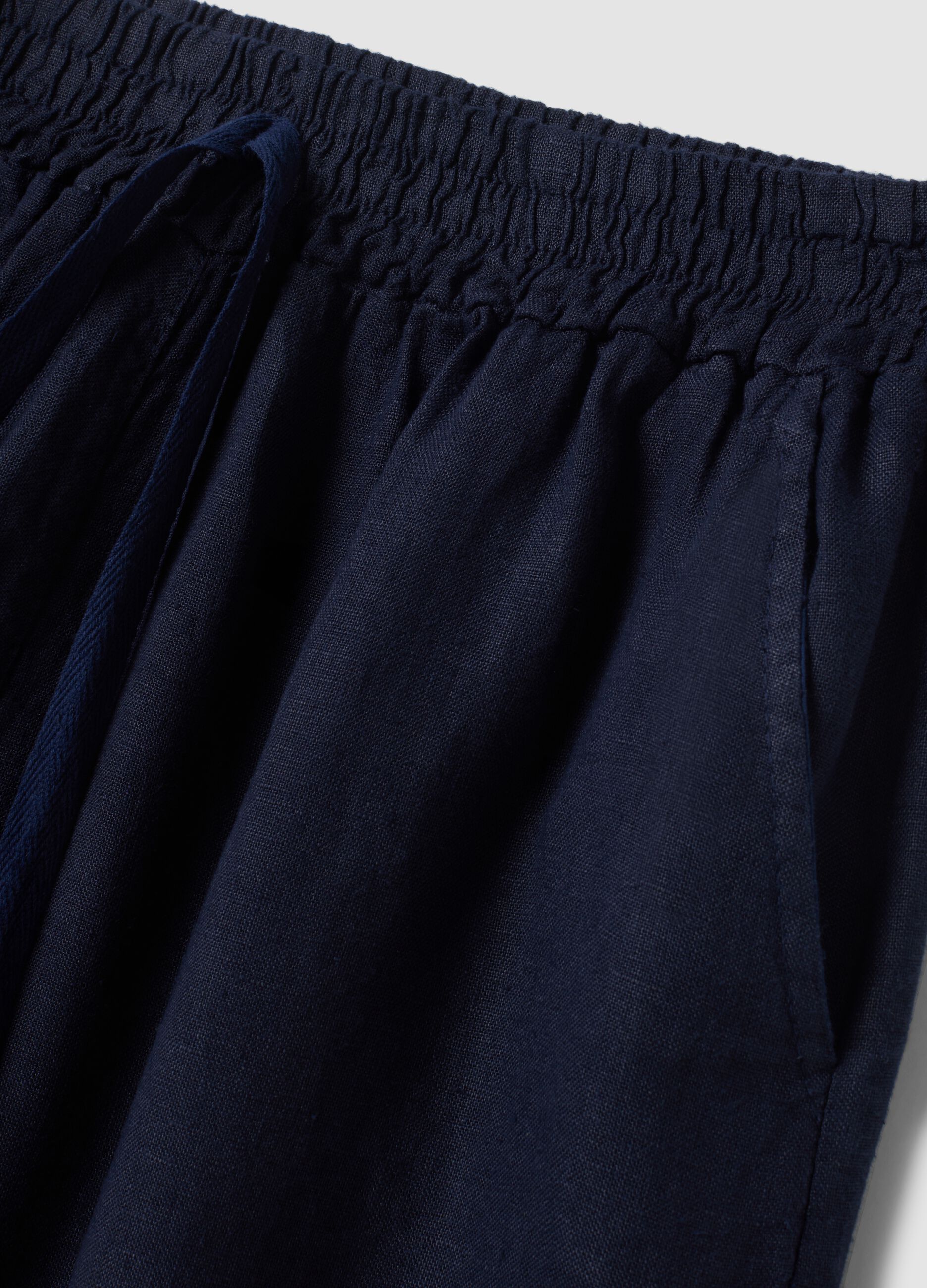 Blue pure linen palazzo trousers