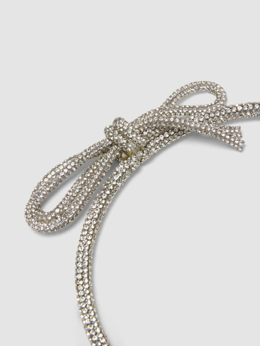Grey headband with rhinestones and bow_2