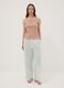 Beige ribbed cotton and viscose blend henley vest top_1