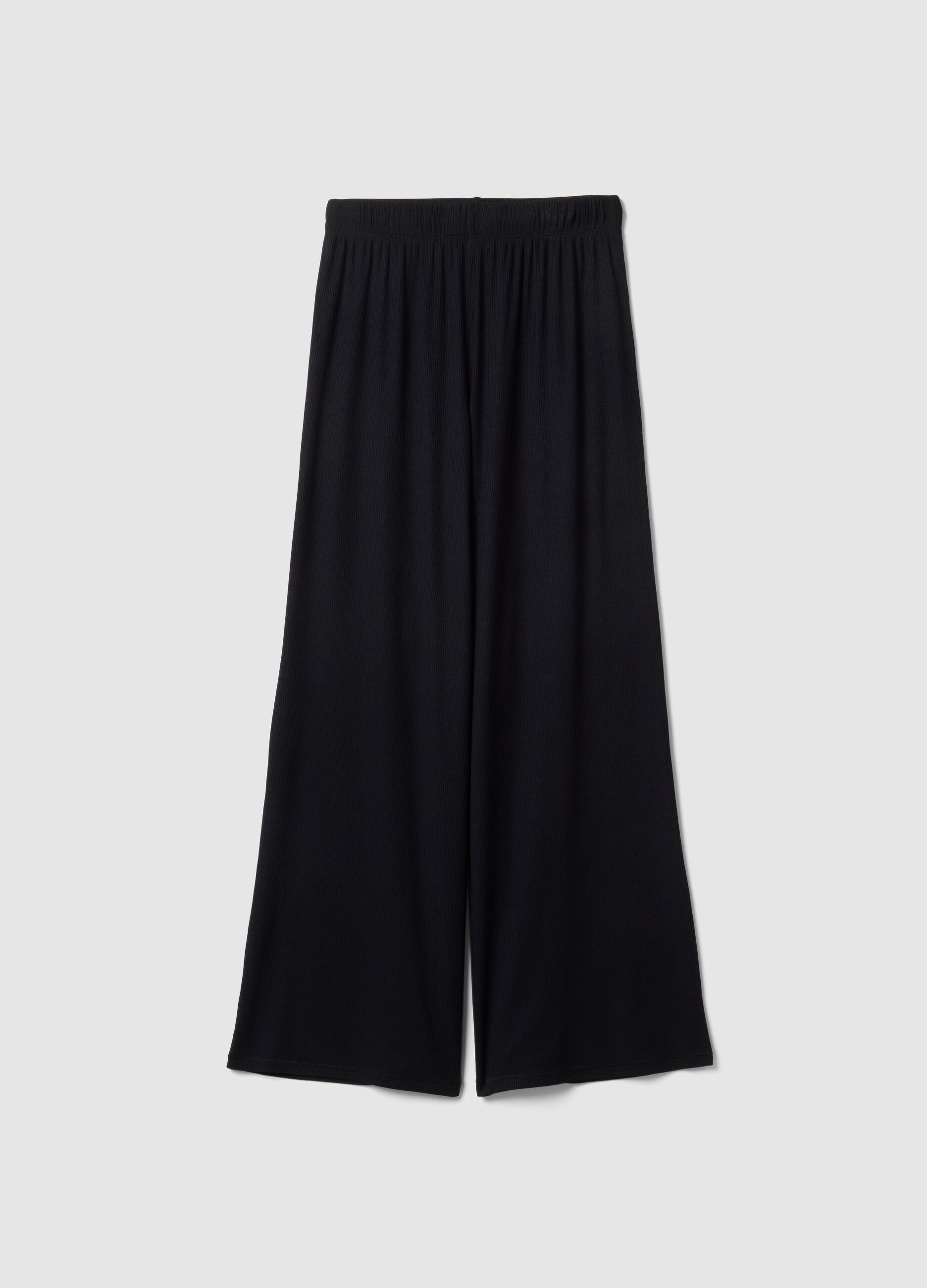 Ribbed Fluid Trousers Black