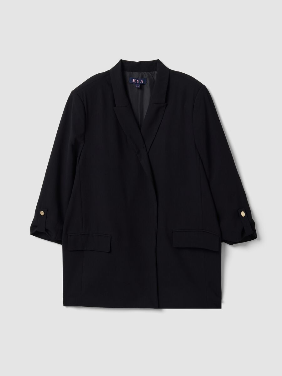 Black regular-fit blazer with lining and classic lapels_4