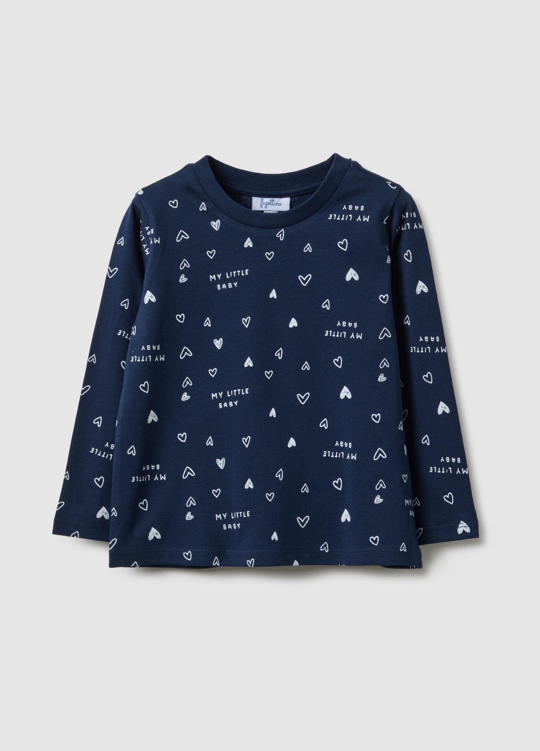 Girls' Long Sleeve Blue T-shirt in Pure Cotton Regular Fit