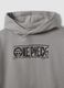 Grey hooded sweatshirt in cotton blend with One Piece print, oversized fit_4