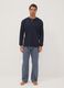 Navy organic cotton pyjamas with grandad collar, regular fit_0