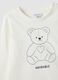 White pure organic cotton T-shirt with teddy bear print for baby girl_2