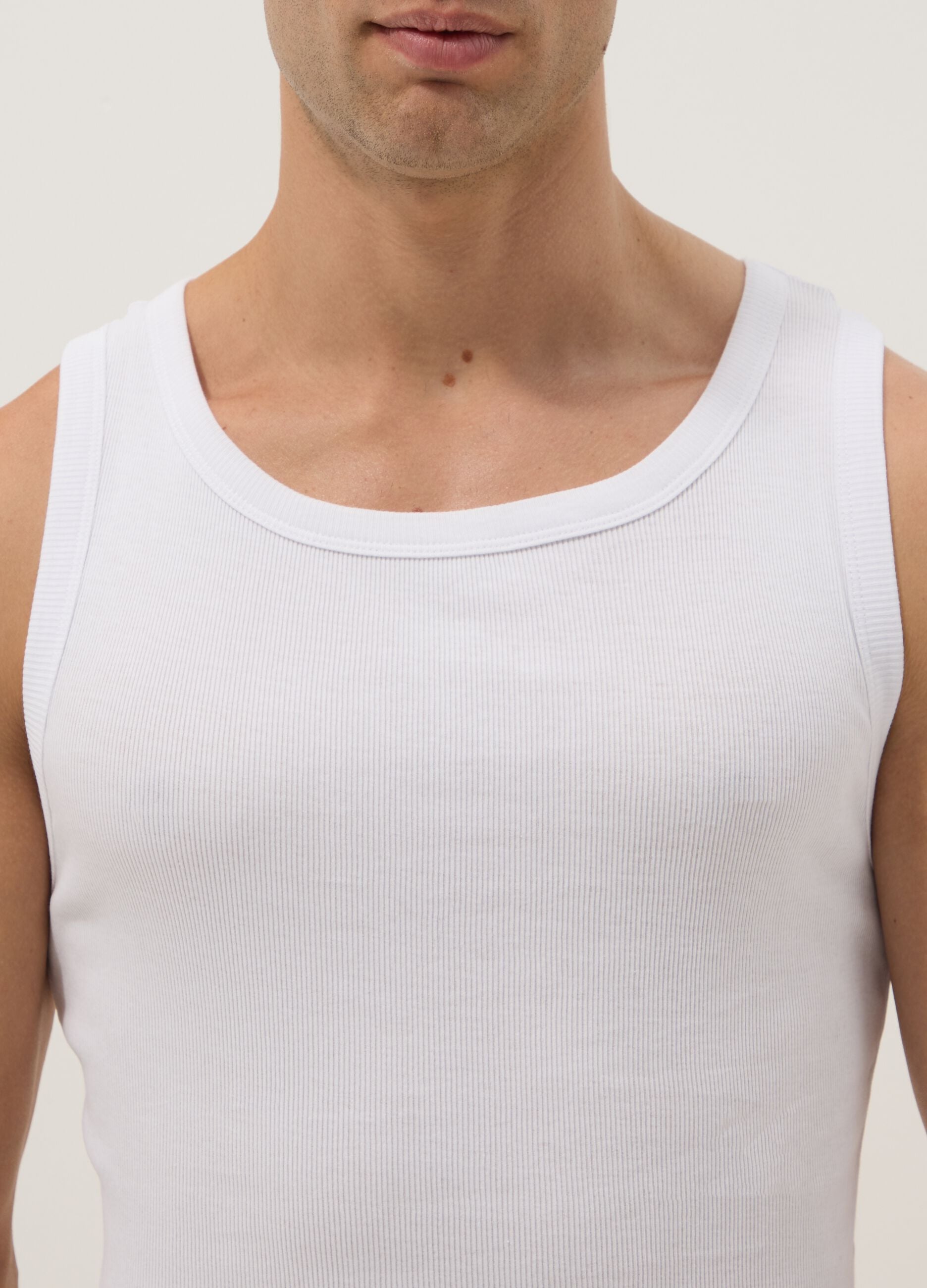 White pure cotton tank top regular fit