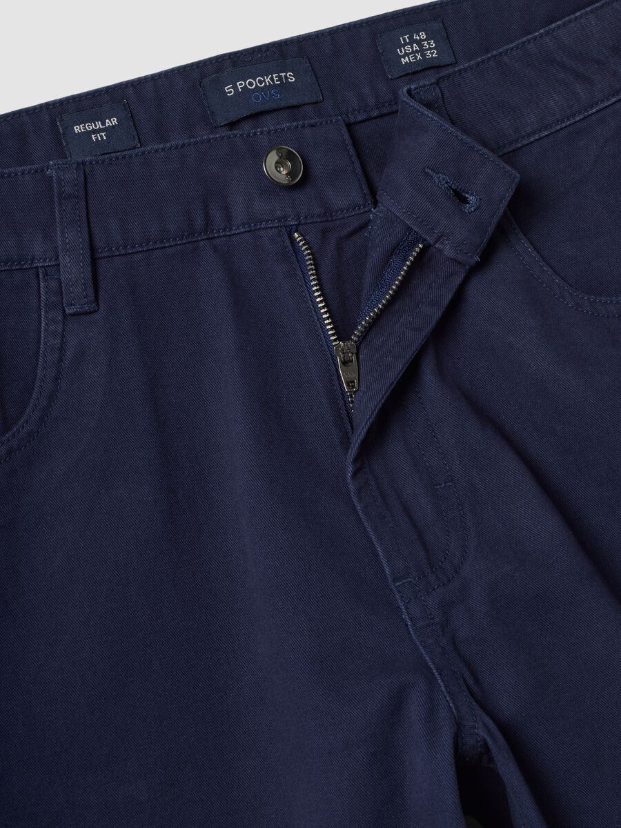 Blue pure cotton five-pocket trousers_6
