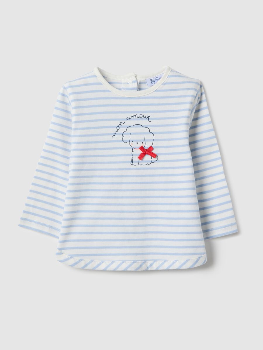 Baby girl's regular fit multicolour striped pure cotton sweater_0