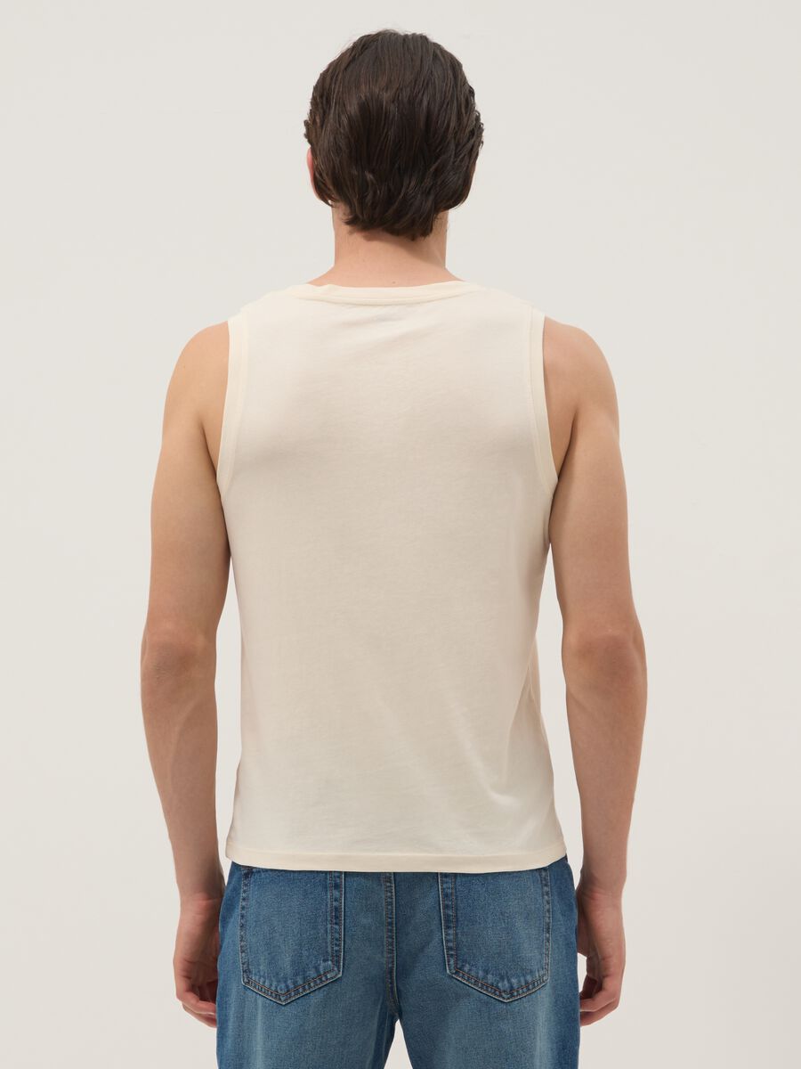 Beige crew neck vest in pure cotton, regular fit_3