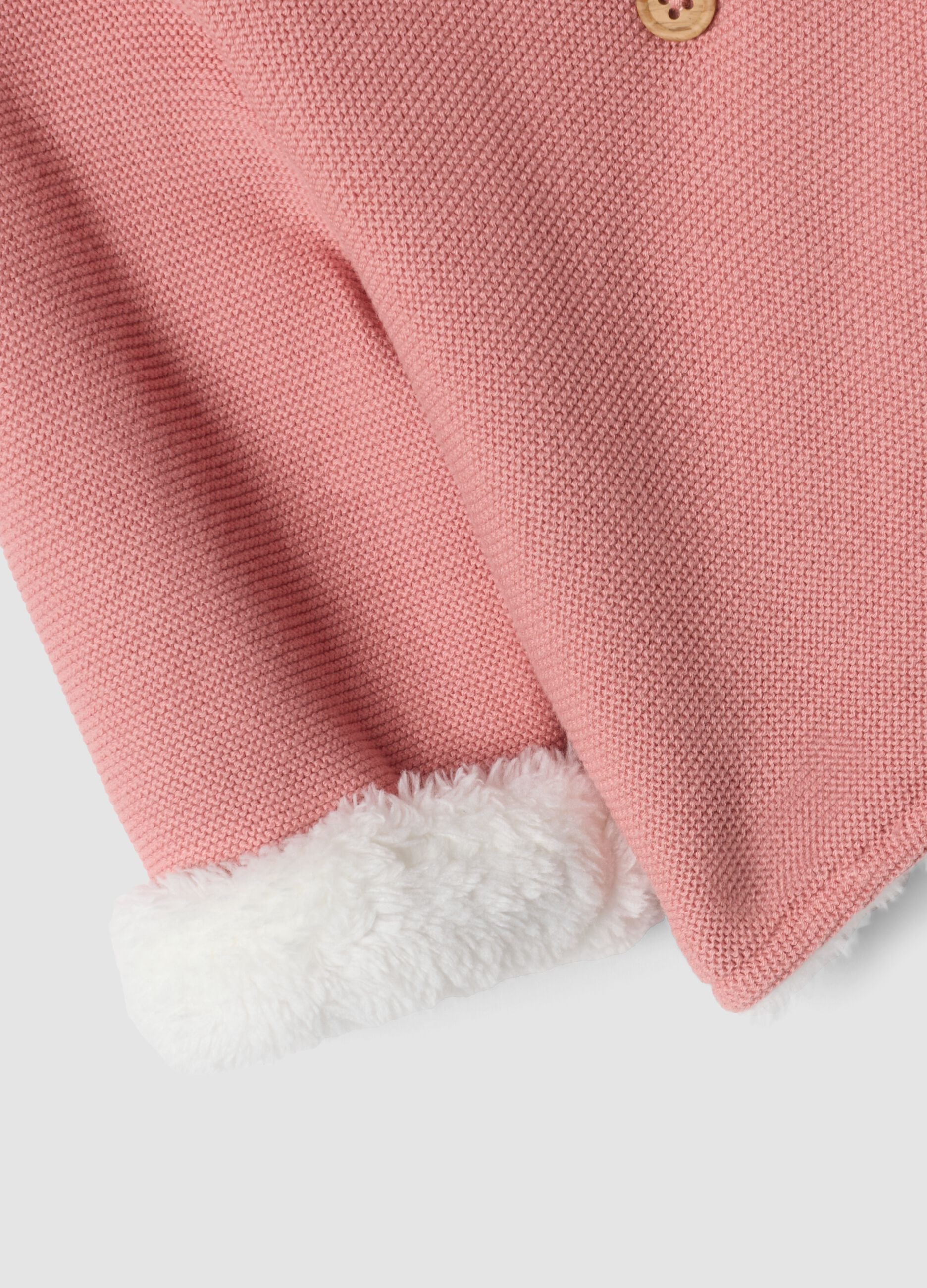 Pink hooded jacket in pure organic cotton for baby girl