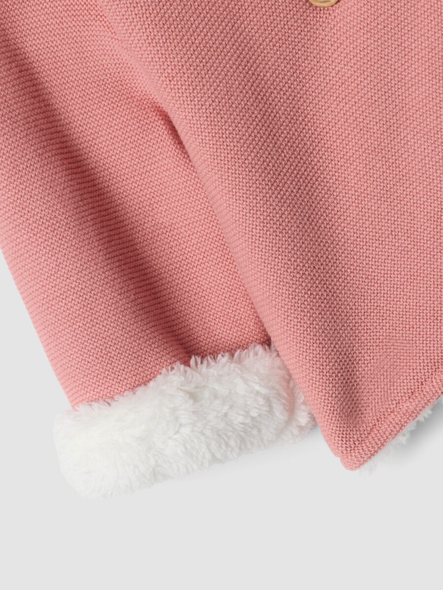 Pink hooded jacket in pure organic cotton for baby girl_3