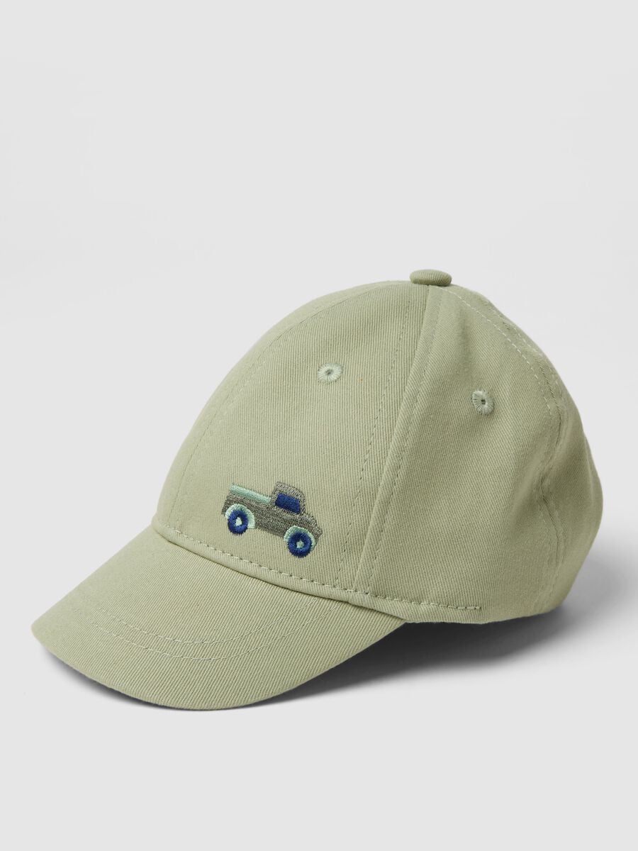 Cappellino da baseball in puro cotone verde da bimbo con ricamo_1