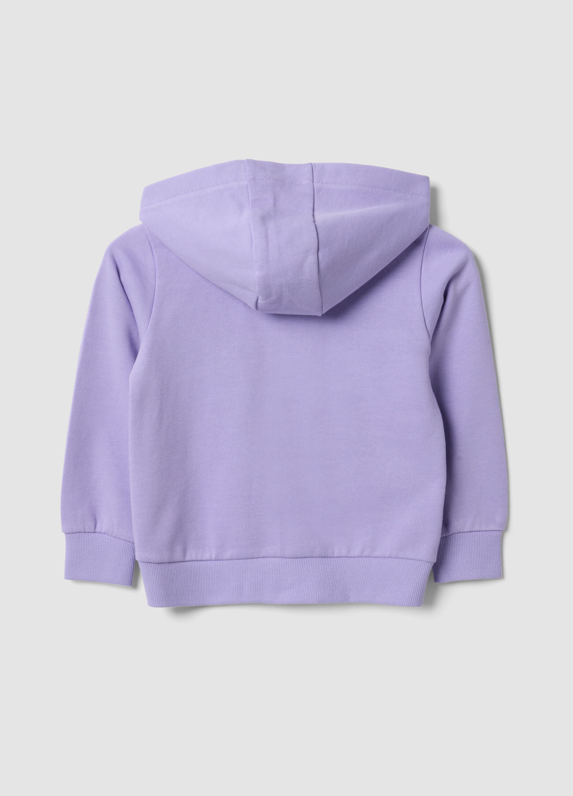 Felpa viola con cappuccio in puro cotone organico con stella regular fit per bimba