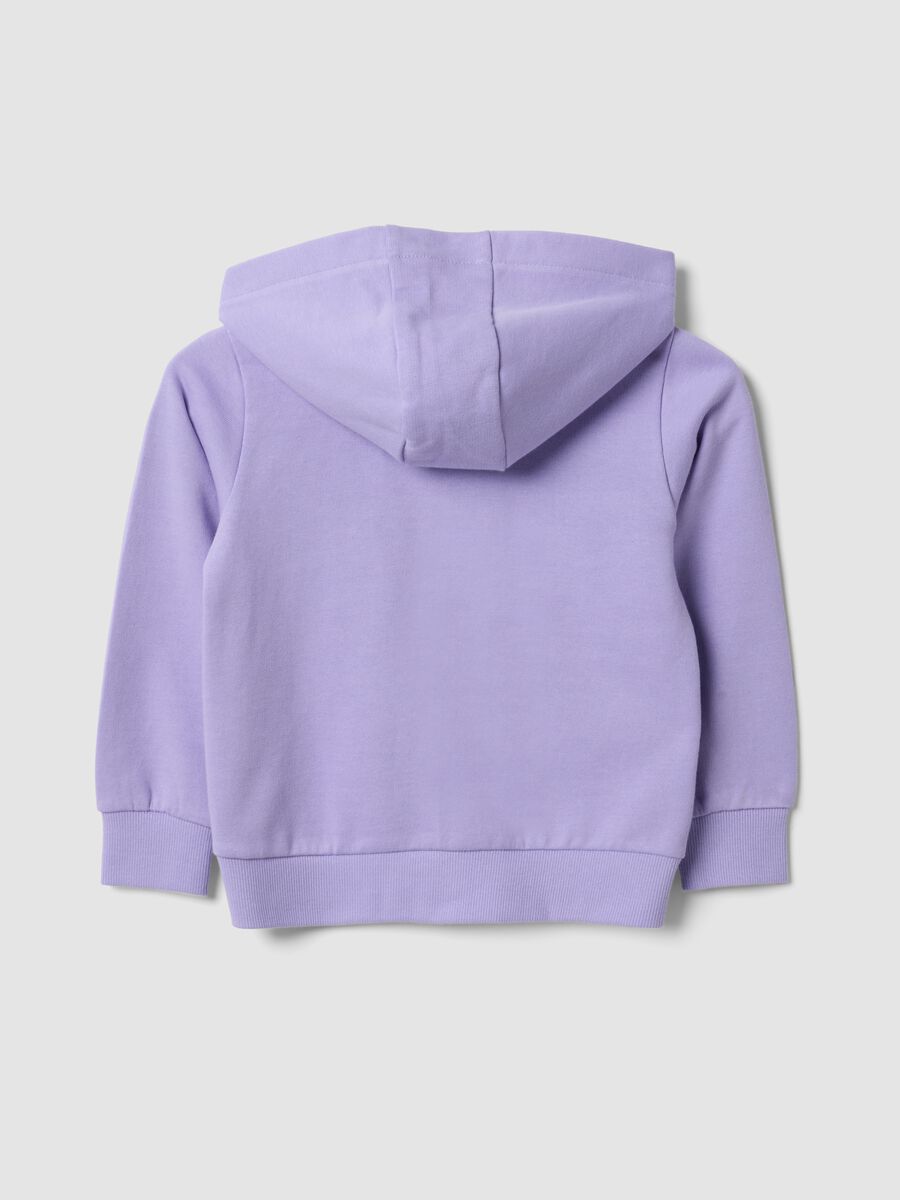 Felpa viola con cappuccio in puro cotone organico con stella regular fit per bimba_1