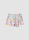 White pure organic cotton floral-print shorts for baby girl_1