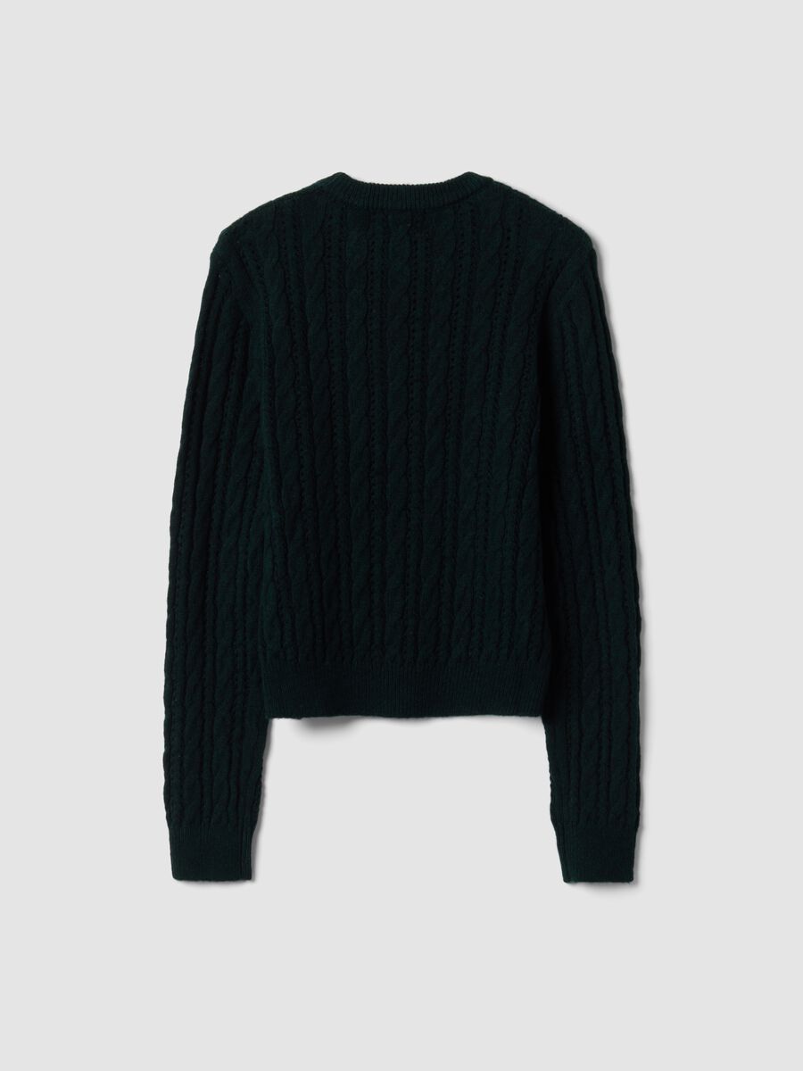 Green crew-neck cable-knit wool-blend jumper, regular fit_2