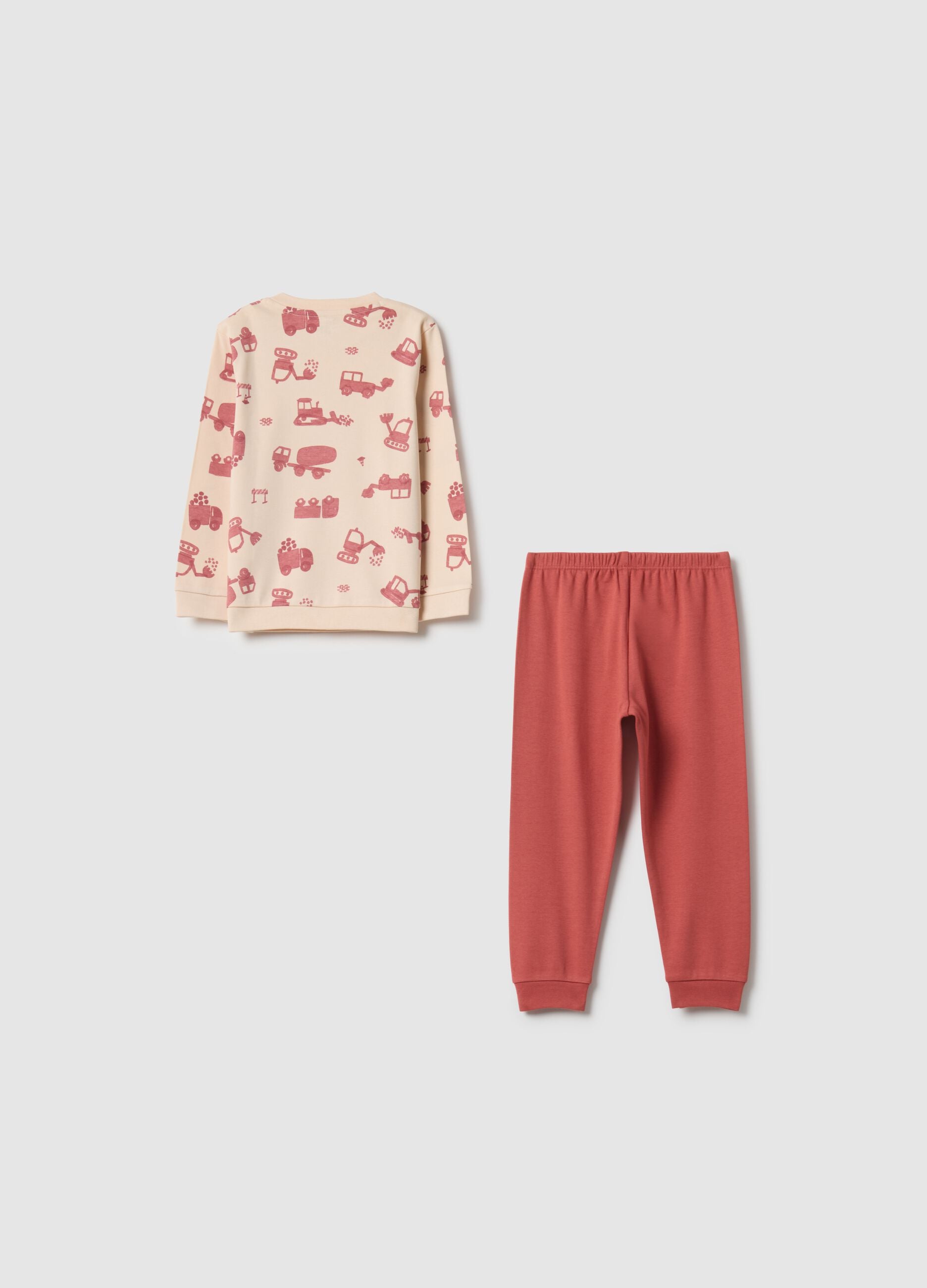 Newborn multicolour pure cotton pyjamas regular fit with diggers