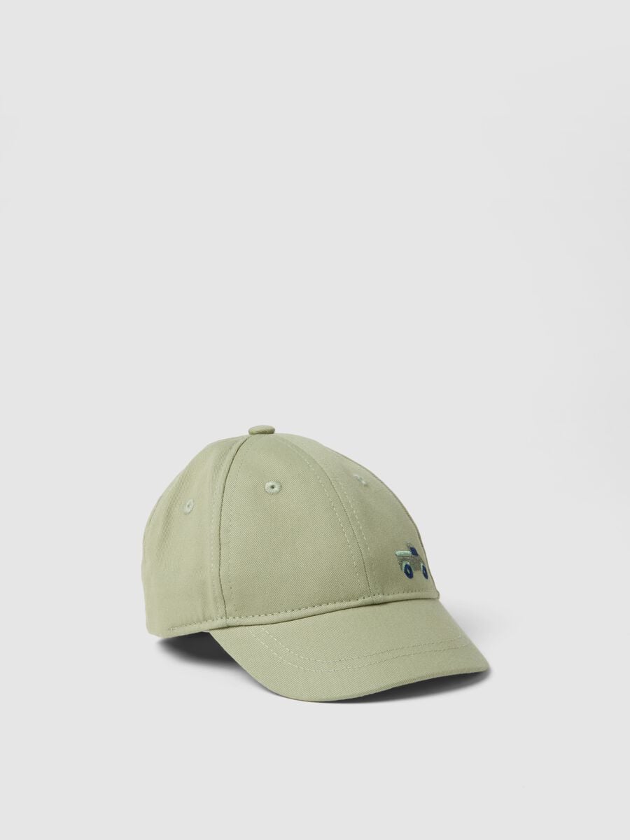 Cappellino da baseball in puro cotone verde da bimbo con ricamo_0