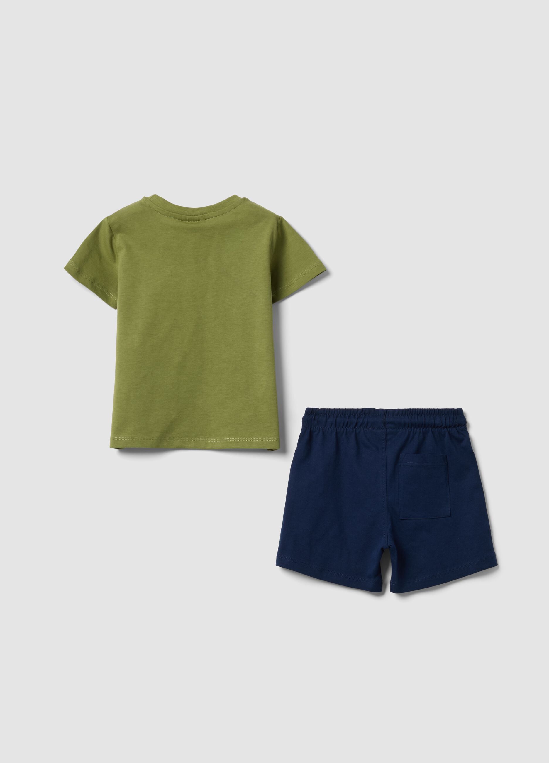 Completo blu e verde in puro cotone per bimbo regular fit