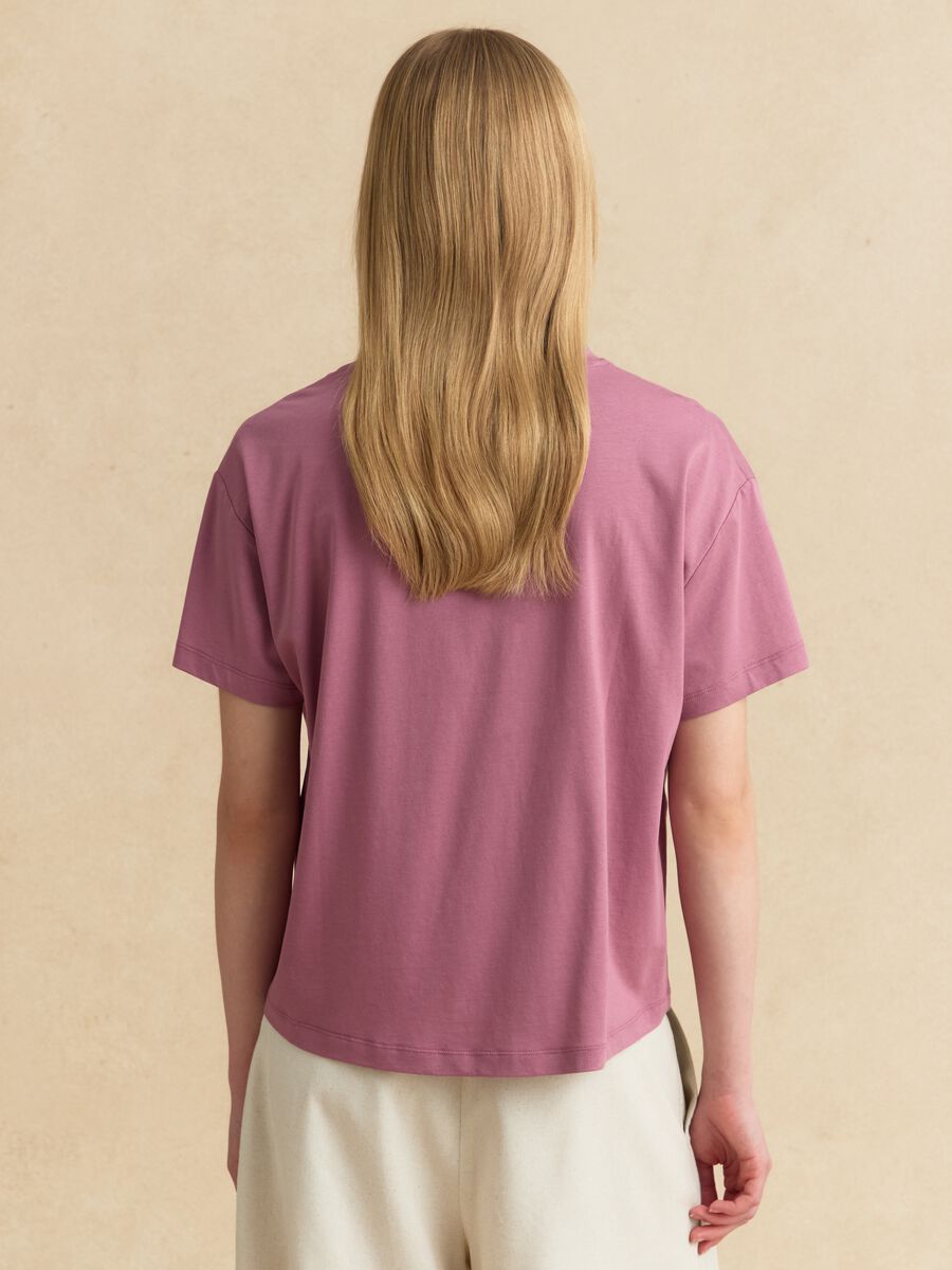Pink short-sleeve T-shirt in lyocell and cotton blend_3