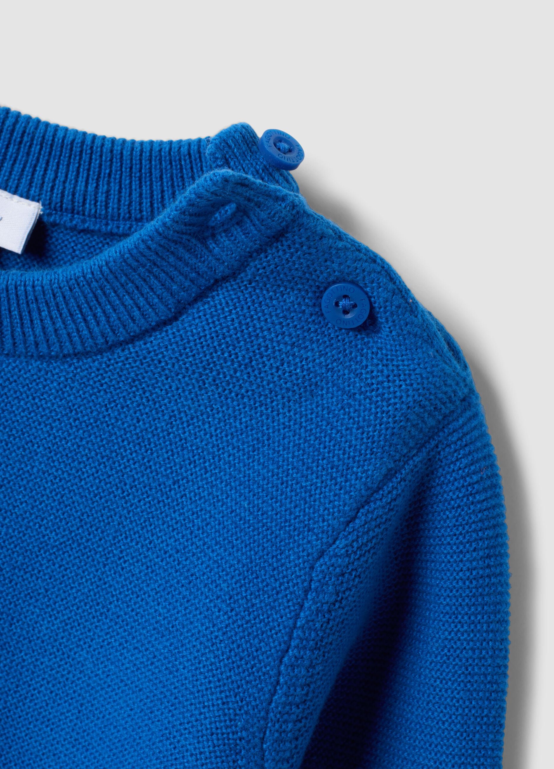 Blue pure cotton button jumper, regular fit, for baby boy