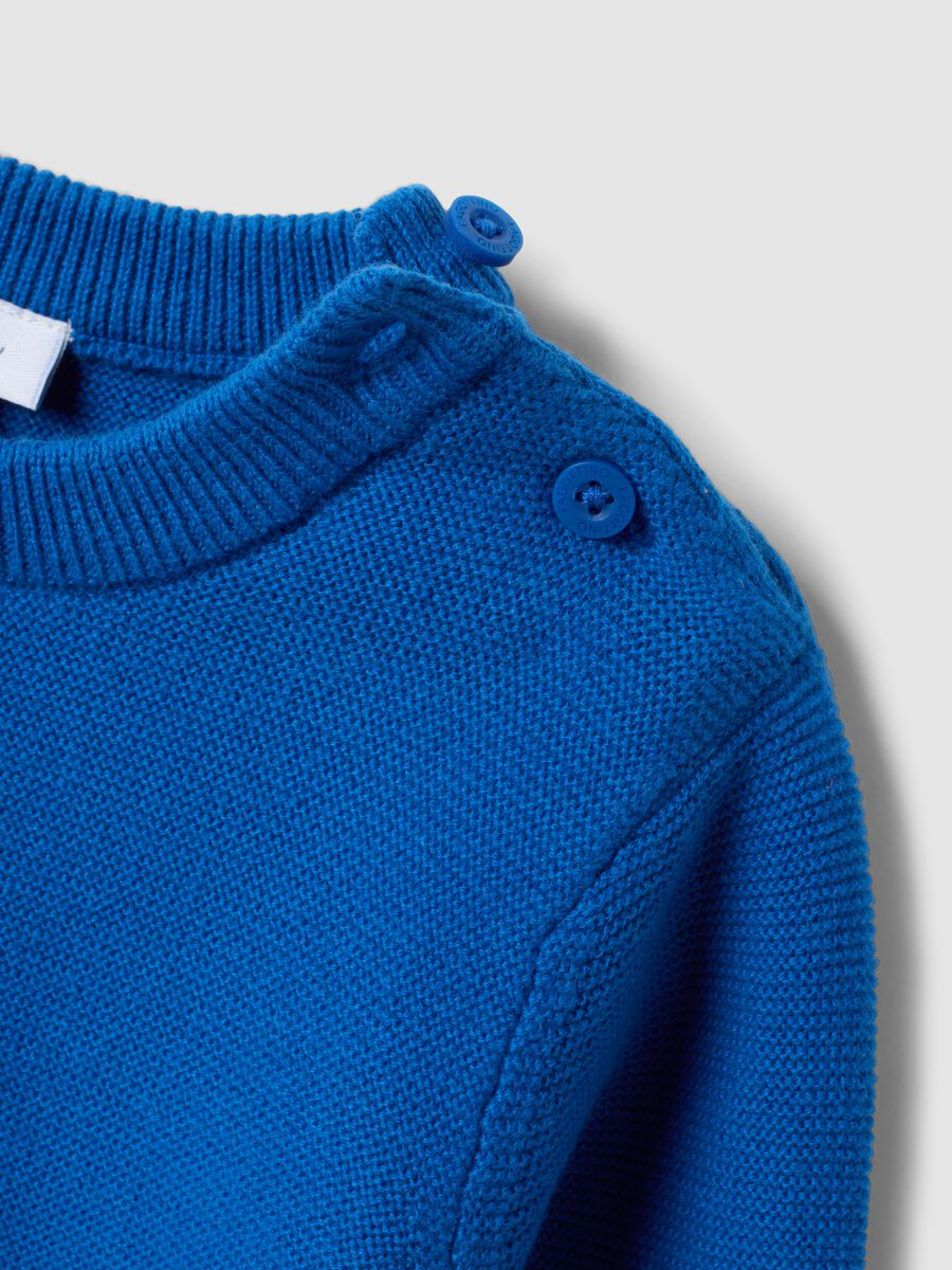 Blue pure cotton button jumper, regular fit, for baby boy_2