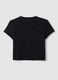 Black pure cotton crop T-shirt with crew neck and print_5