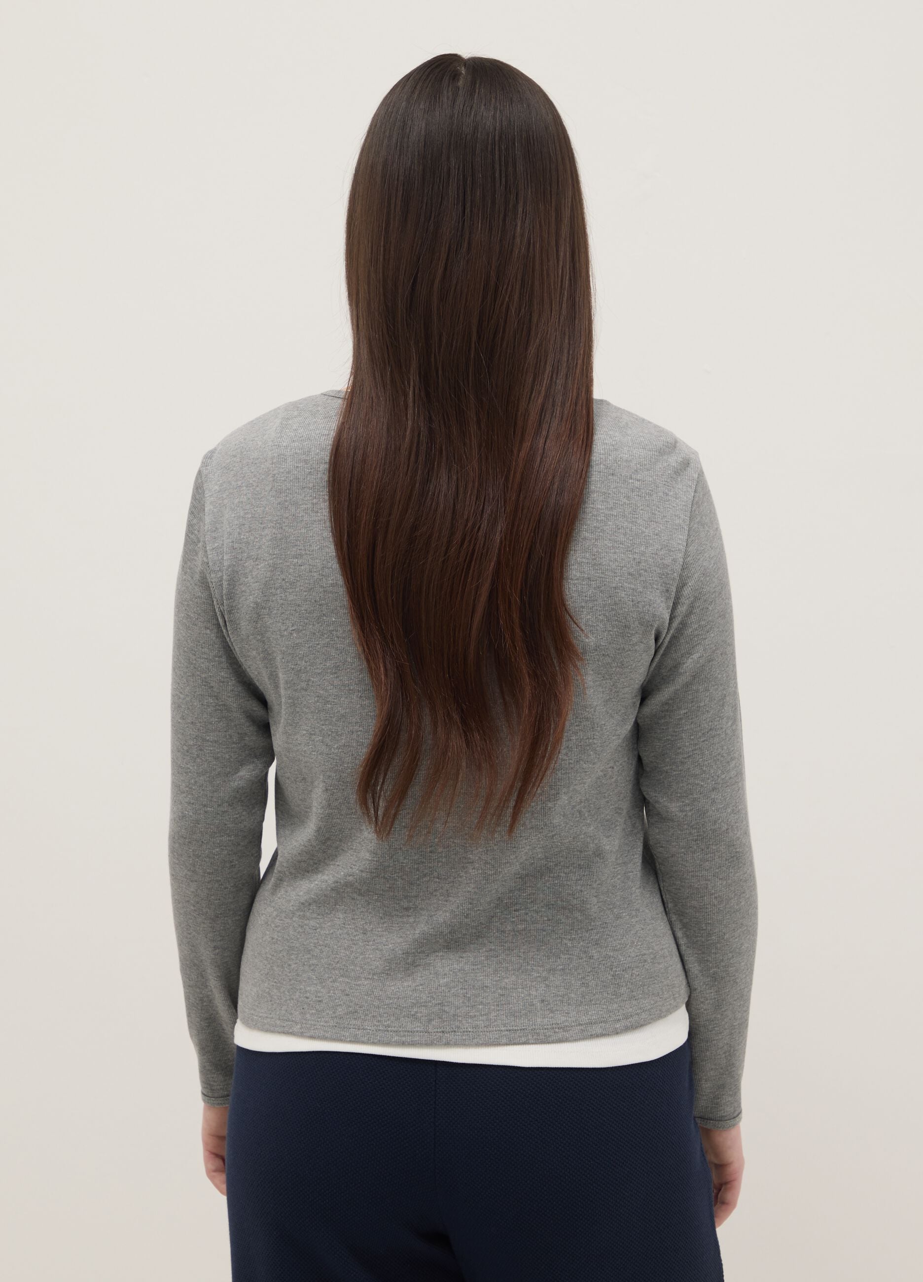 Multicolour pure cotton regular fit jumper with Henley collar