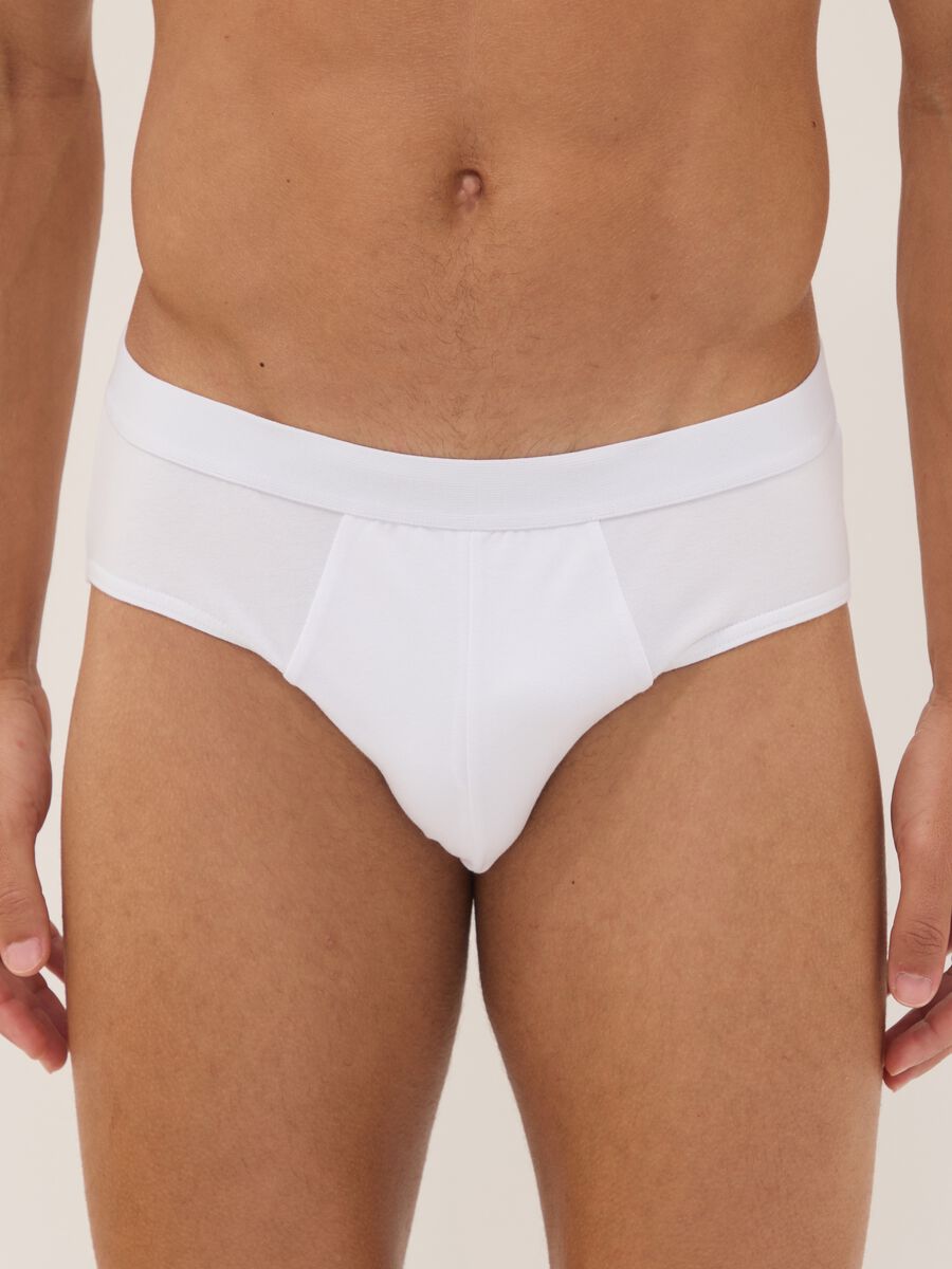 Pack of five white briefs in stretch organic cotton_1