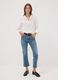Light blue cropped slim-fit stretch denim jeans in cotton and viscose_0