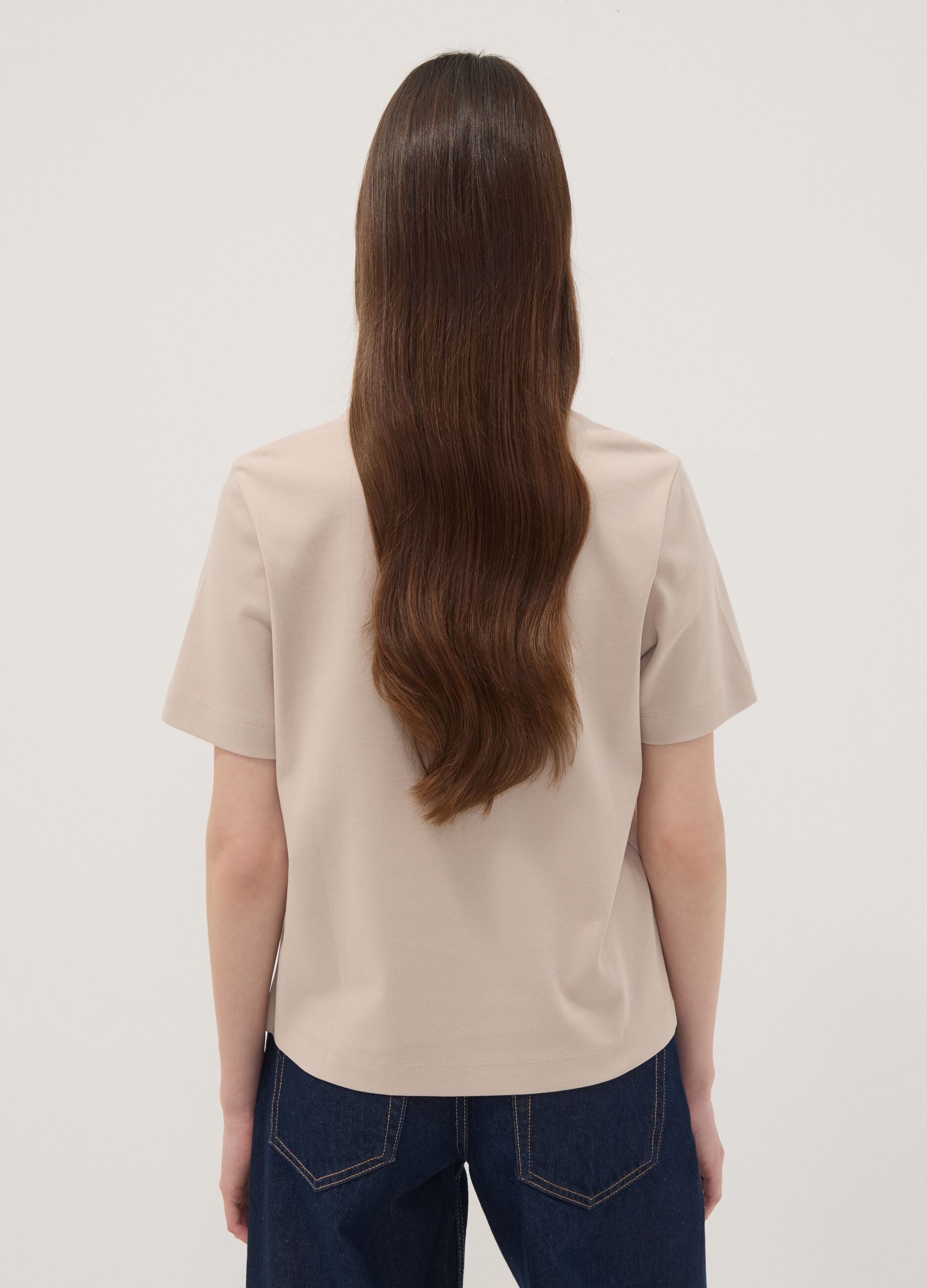 The Iconic Tee relaxed fit beige pure cotton short-sleeve T-shirt