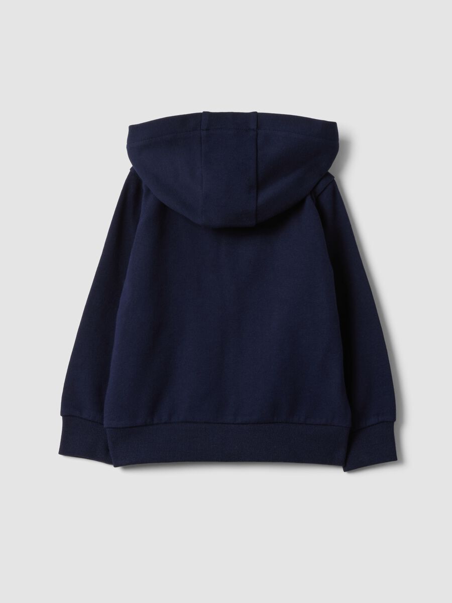 Felpa blu con cappuccio in puro cotone organico con stella regular fit per bimba_1