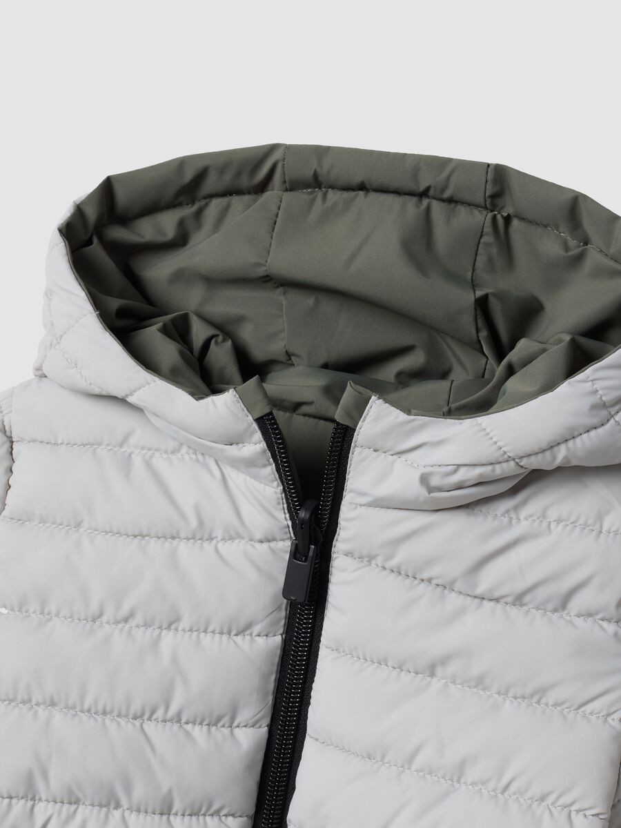 Giacca Ultralight reversibile grigia con cappuccio e zip per bimbo_2