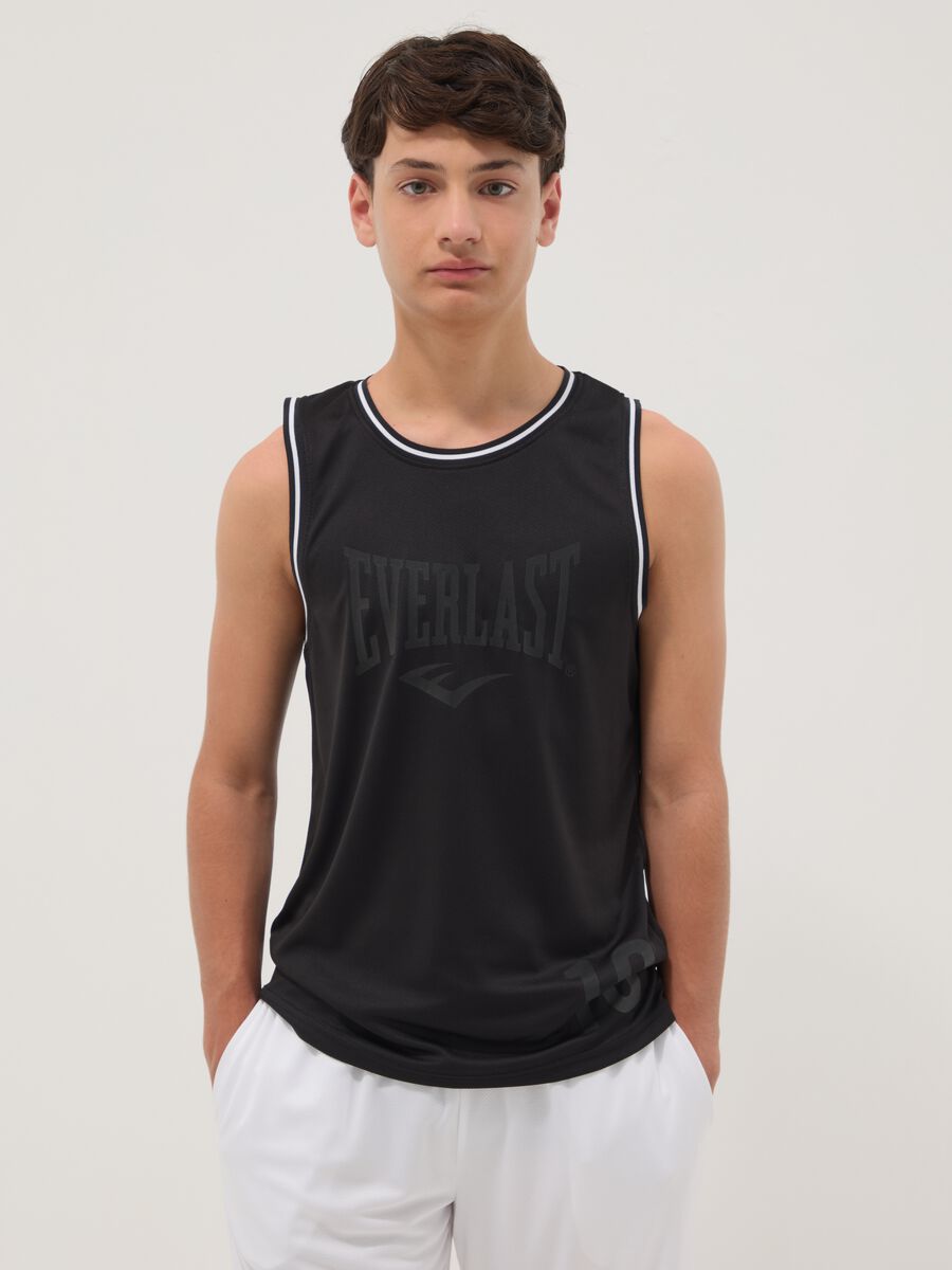 Canotta nera regular fit con profili a contrasto per ragazzo over fit_0